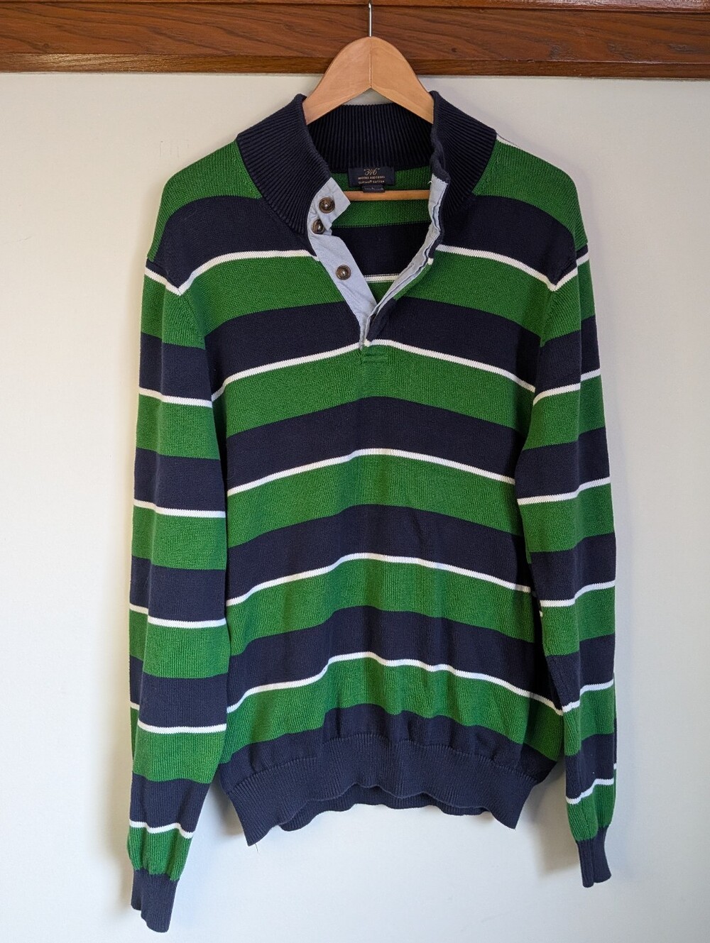 Brooks Brothers 346 Supima Cotton Knit Sweater Mens Large Striped Preppy Office
